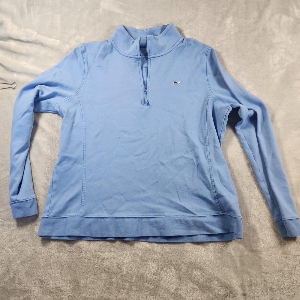Vineyard Vines Sweater Womens XL Blue 1/4 Zip Pullover Outdoor
